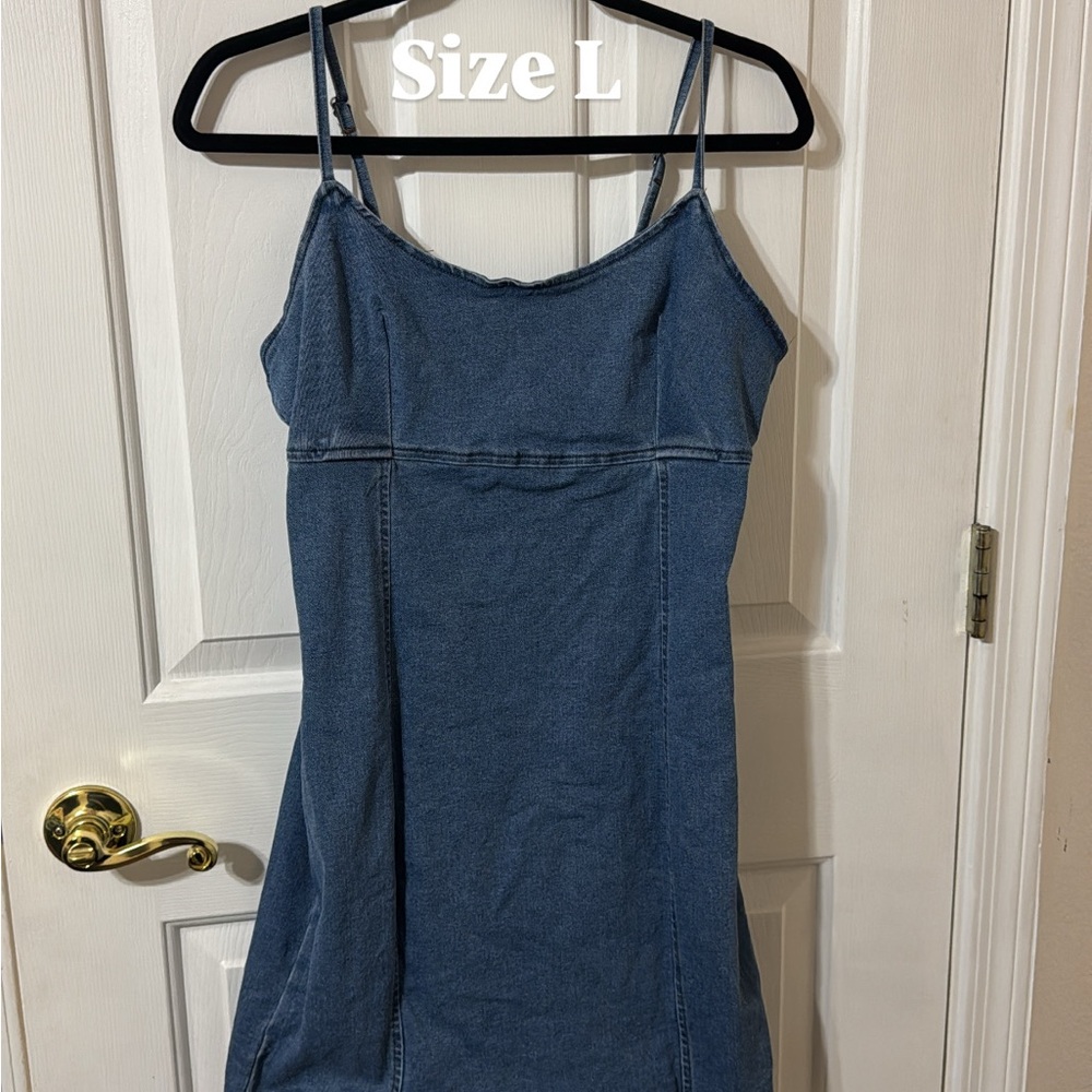 Casual Denim Slip Dress - Blue